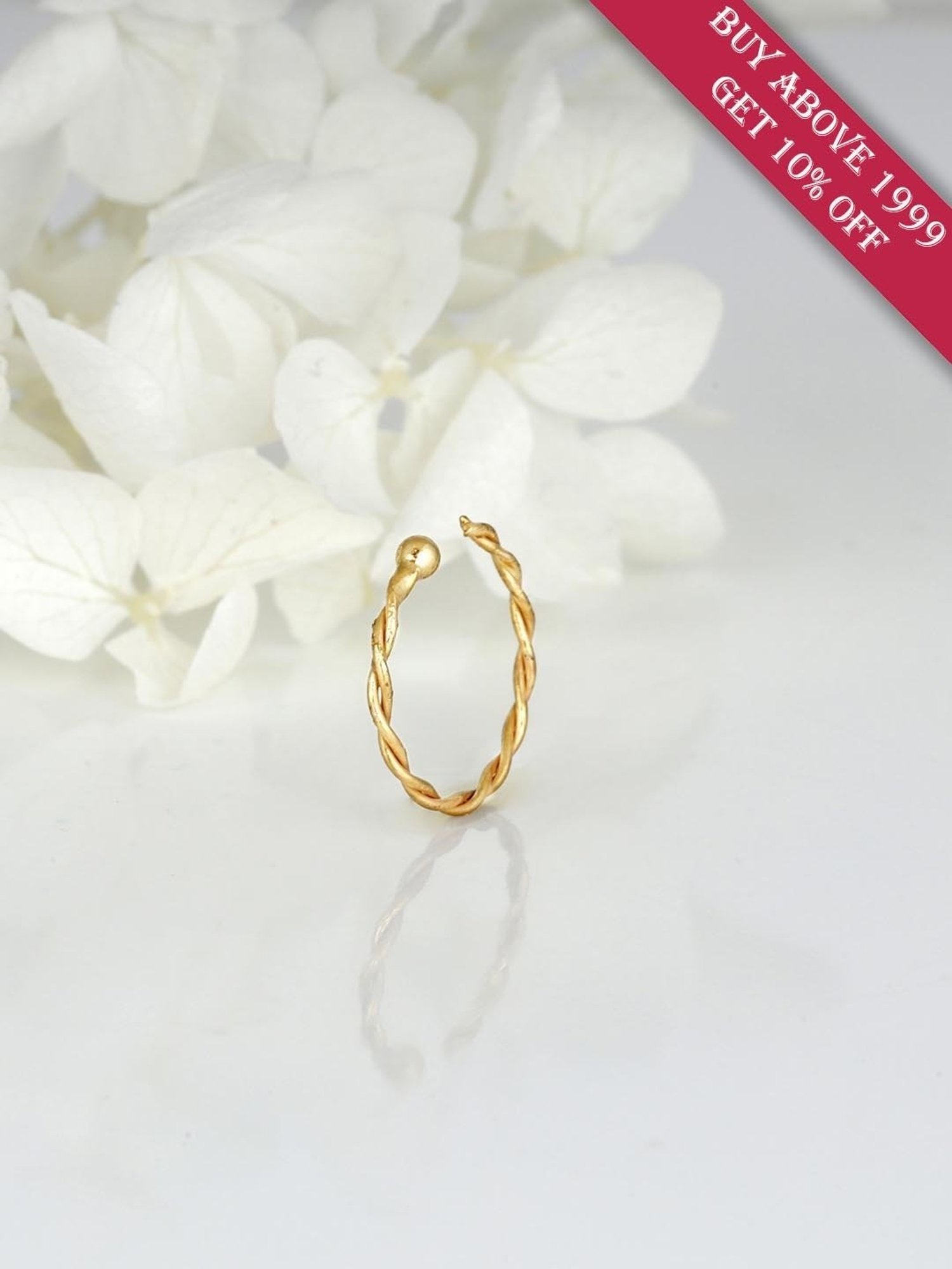 GIVA 92.5 Sterling Silver Twisted Nose Ring for Women