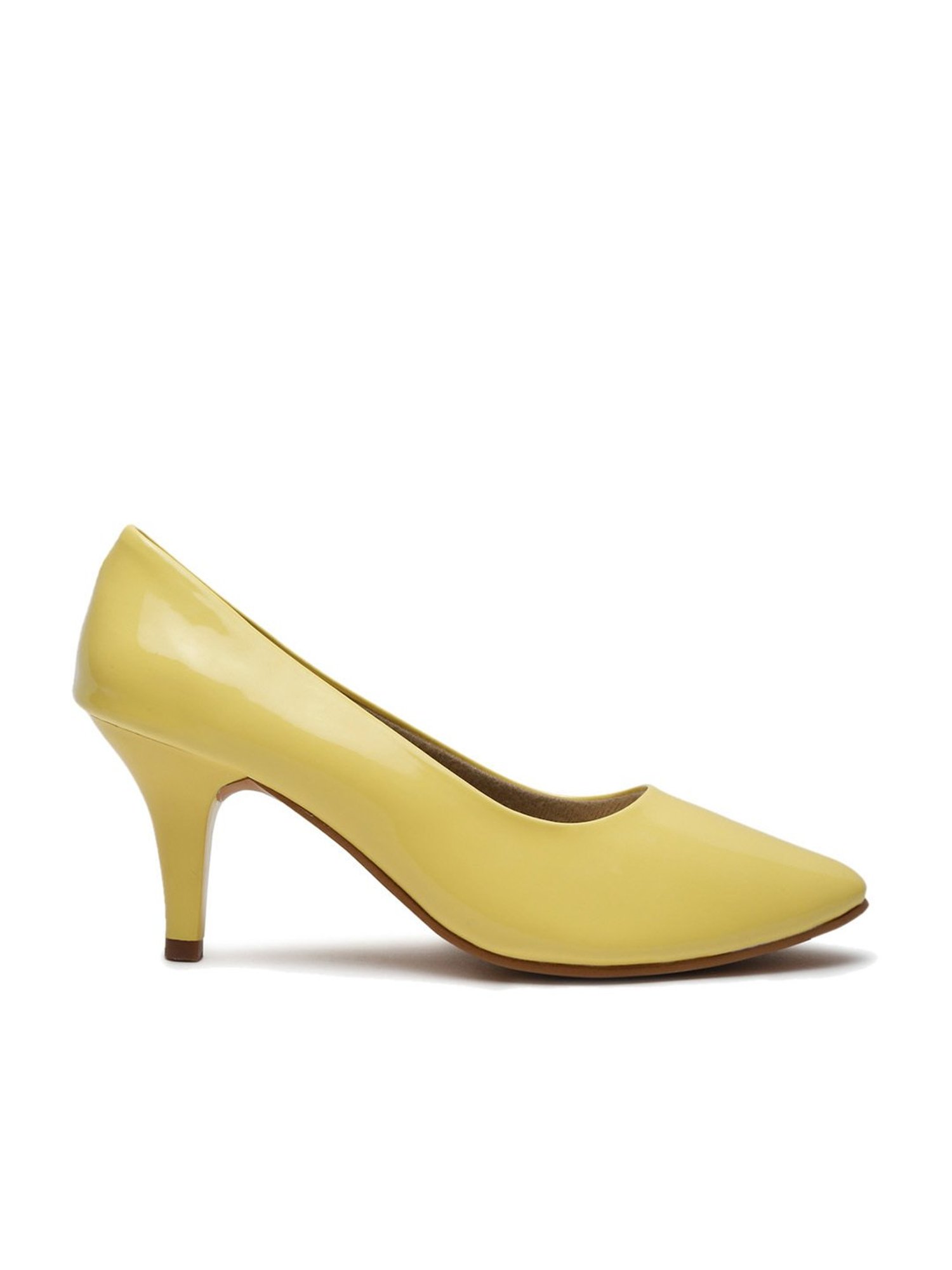 Flat N Heels Women's Yellow Stiletto Pumps