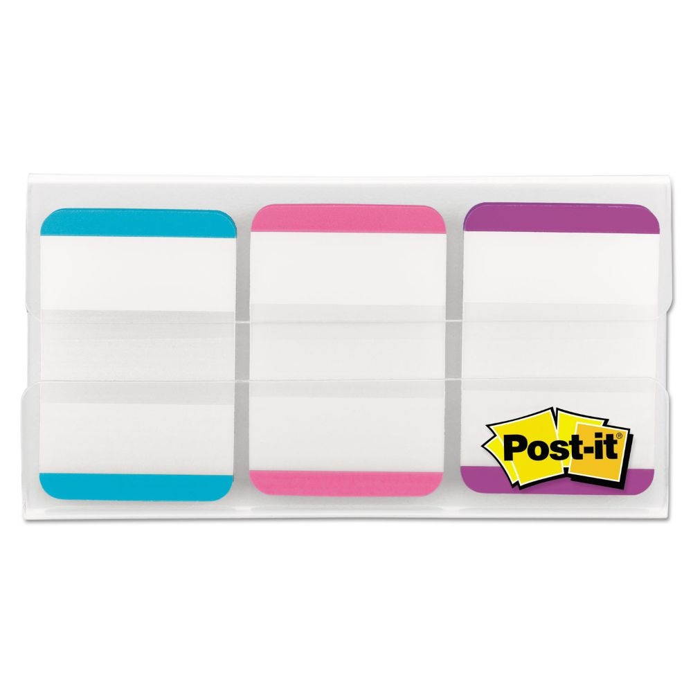 Post-it 686LAPV File Tabs, 1 X 1 1/2, Aqua/Pink/Violet, 66/Pack