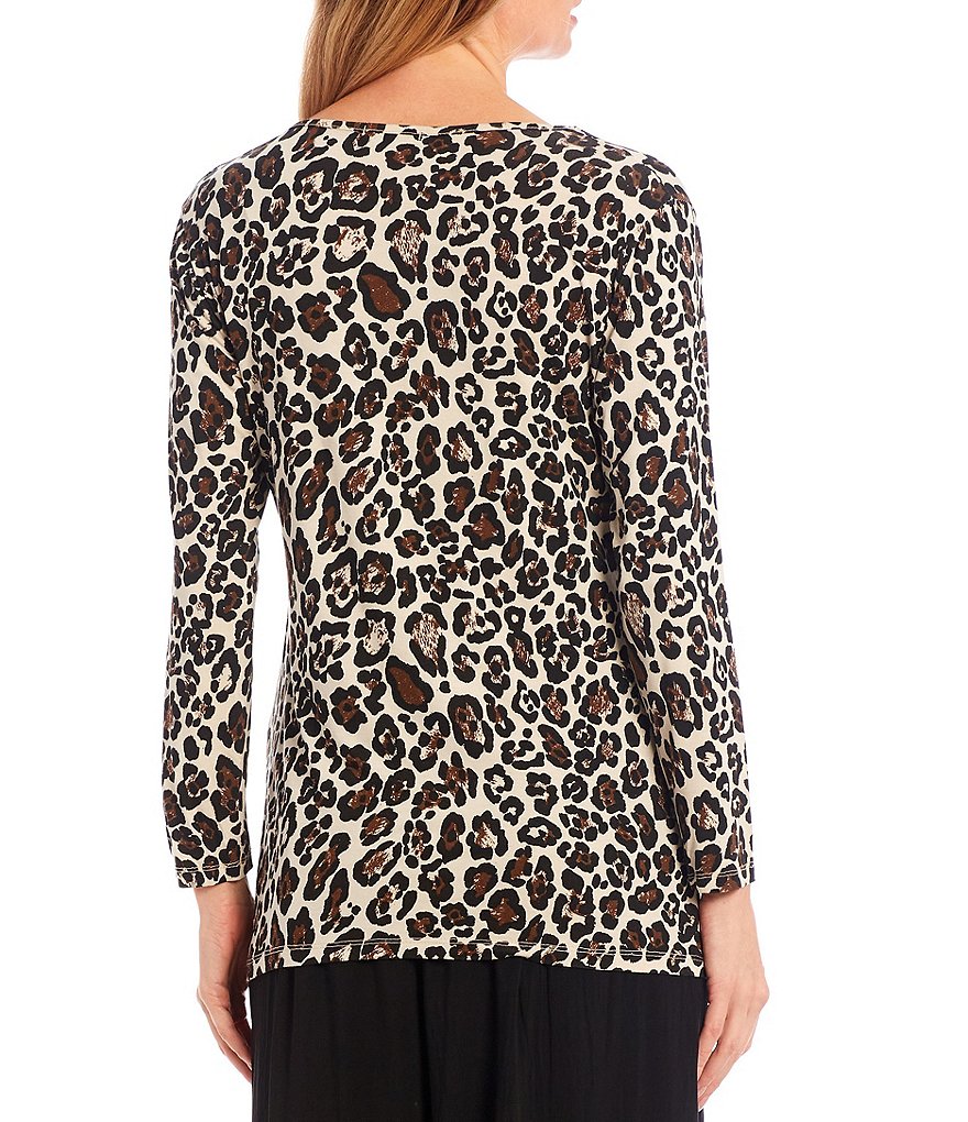 M Made in Italy Long Sleeve Jewel Neck Knit Top