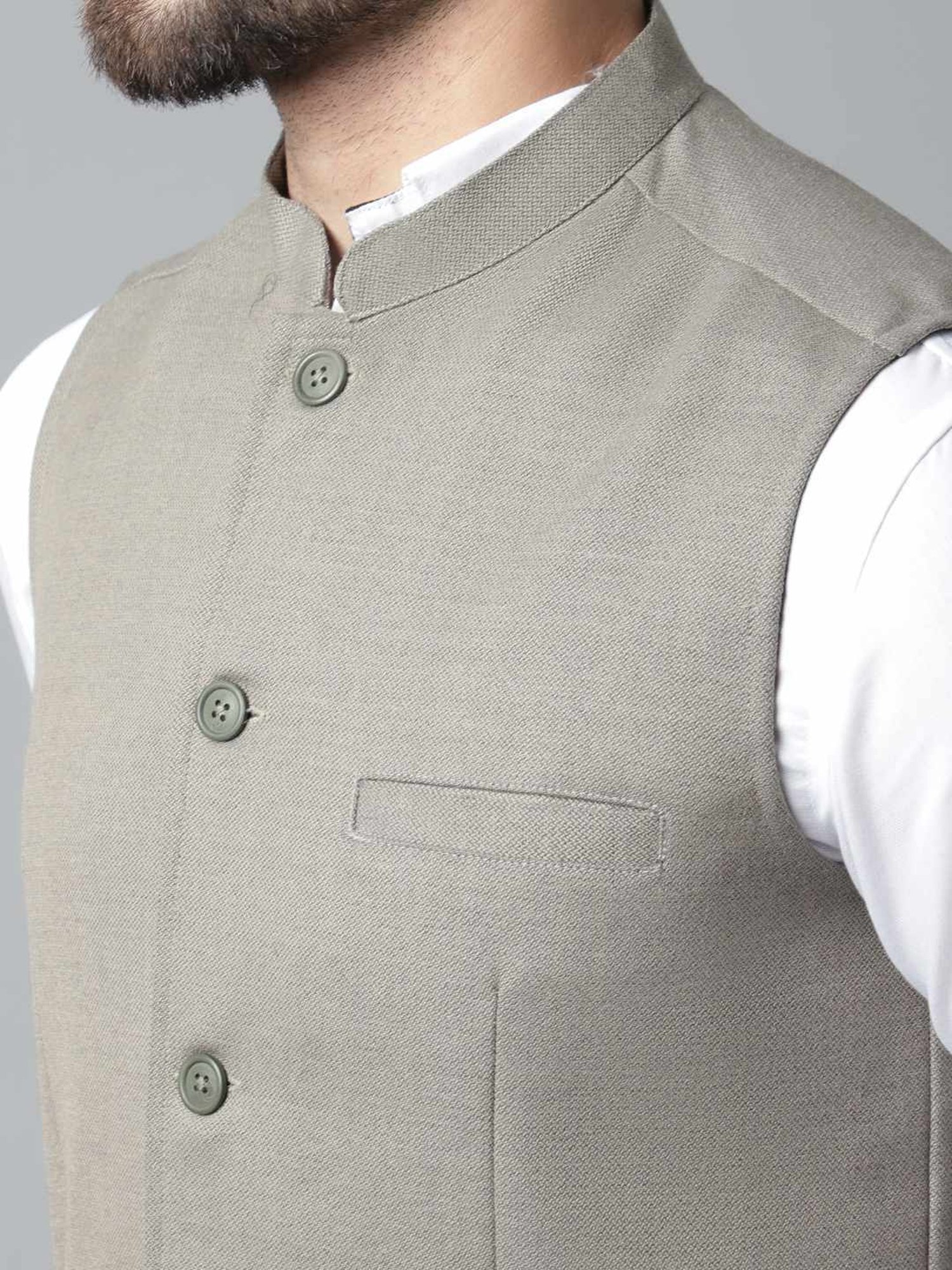 Even Cream Regular Fit Nehru Jacket