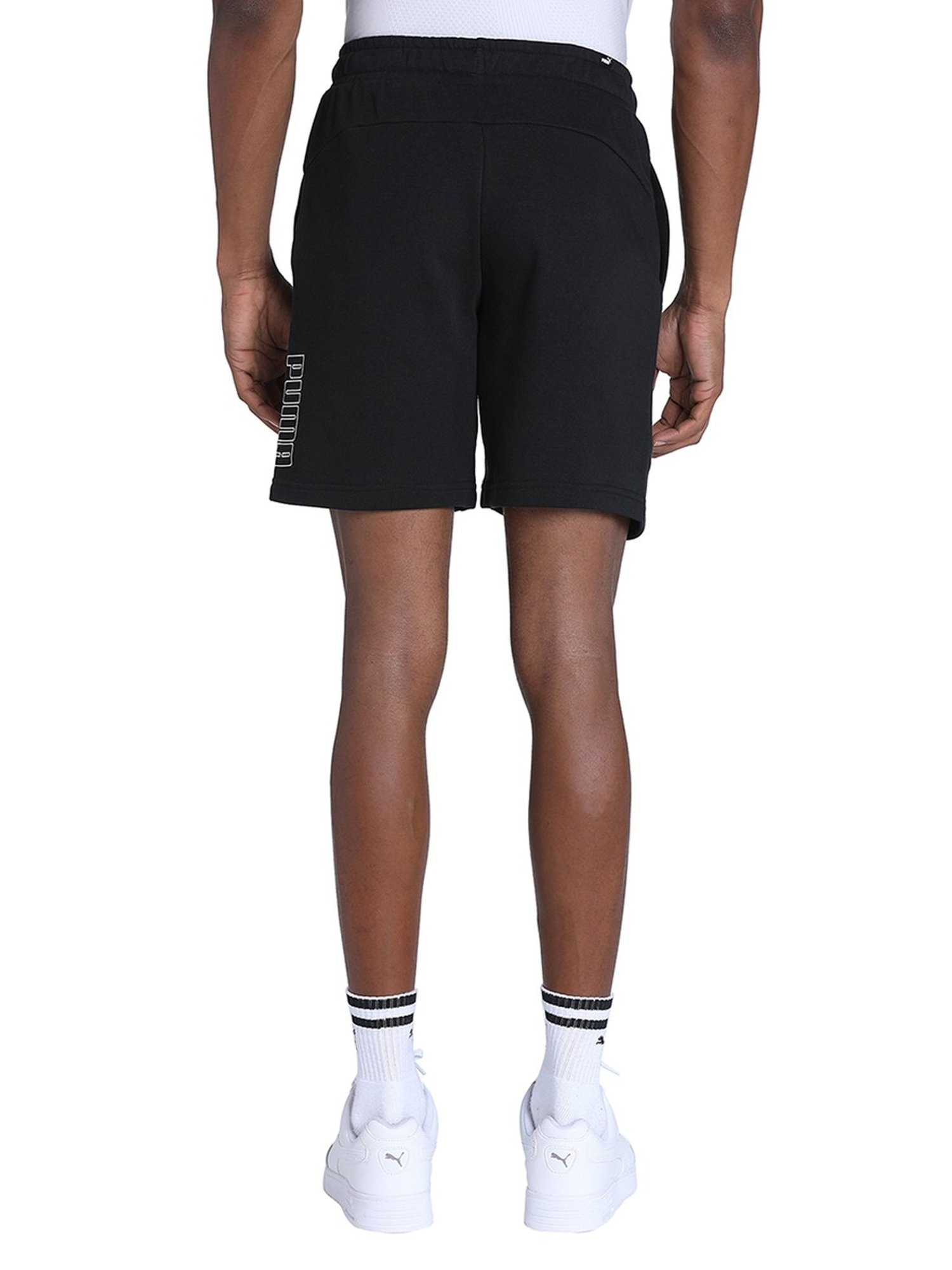 Puma Black Cotton Regular Fit Printed Shorts