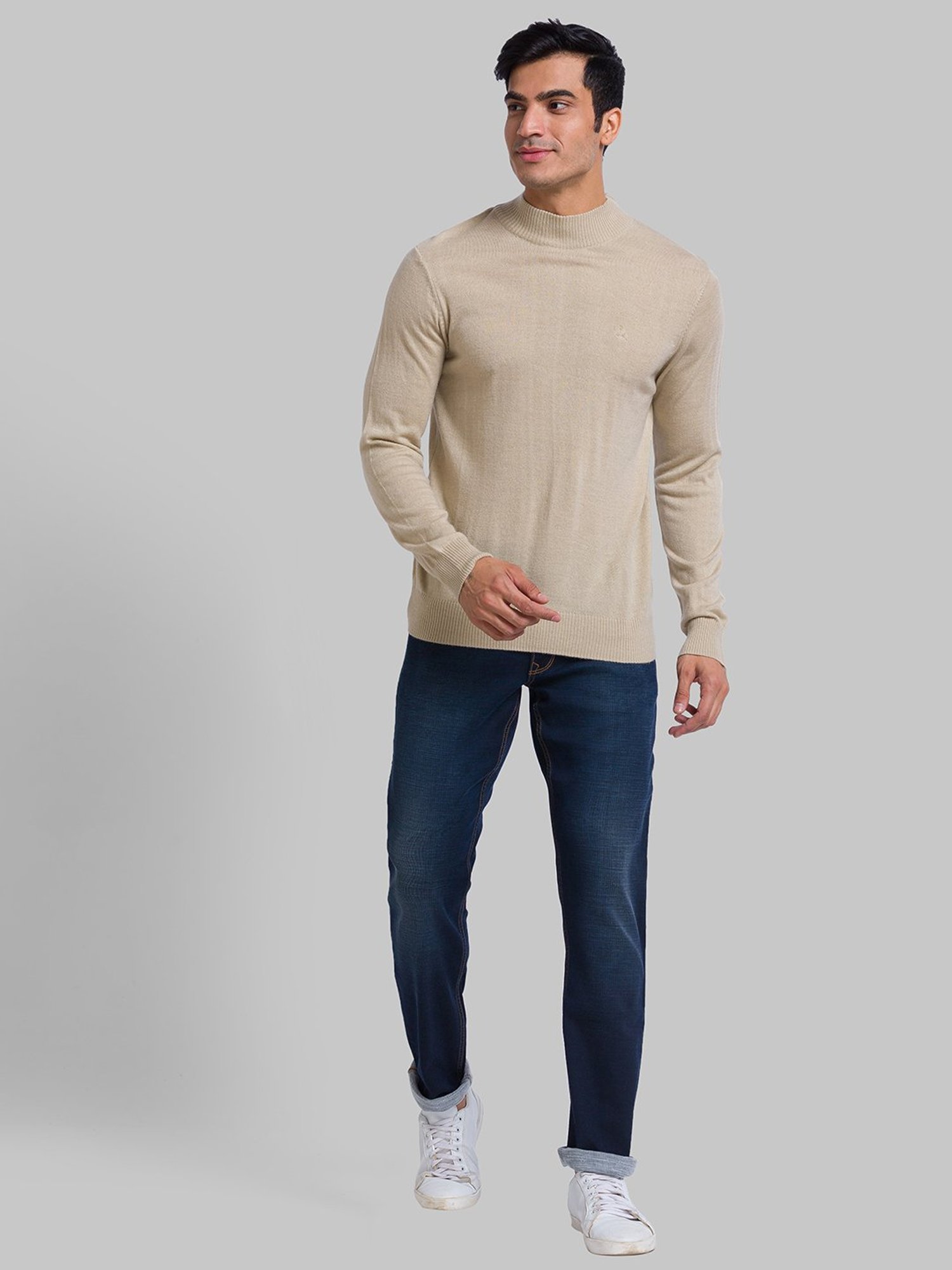 Parx Beige Regular Fit Sweater