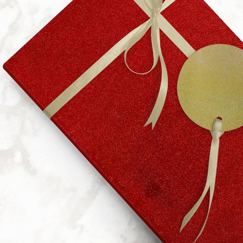 JAM PAPER Red Glitter Gift Wrapping Paper Roll - 1 pack of 25 Sq. Ft.