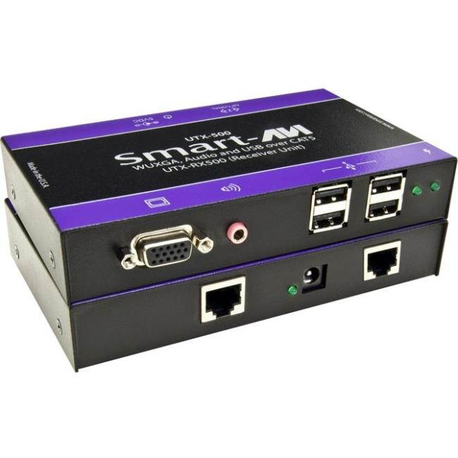 Smart AVI - UTX-RX500S - SmartAVI WUXGA+AUDIO+USB Receiver - 1 Output Device - 300 ft Range - 2 x Network (RJ-45) - 4 x