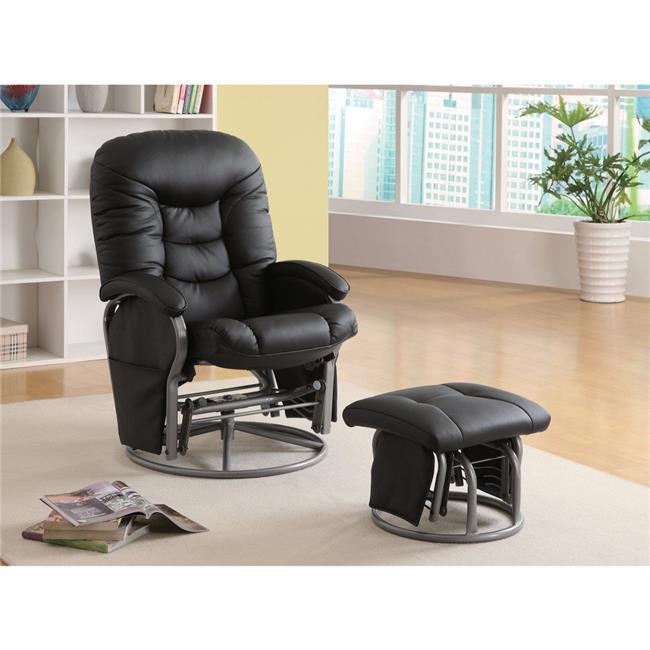 Benzara BM159021 Stylishly Sophisticated Glider Chair with Ottoman, Black