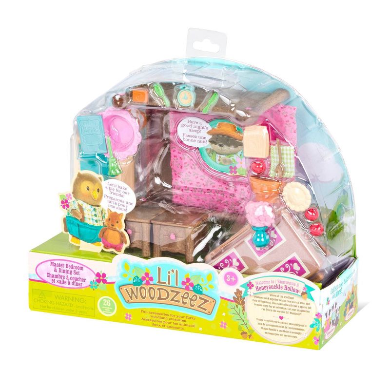 Li'l Woodzeez Miniature Furniture Playset 26pc - Master Bedroom & Dining Set