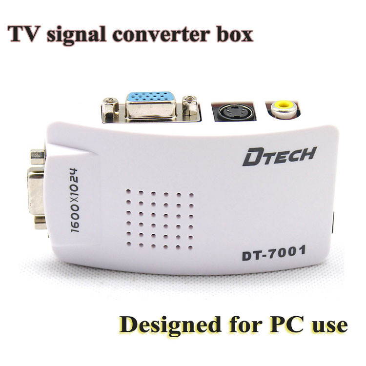 DTECH  PC to TV Converter,up to 1600X1024@85HZ,  PC MAC VGA to AV Composite and RCA S-Video for TV/Projector Converter terminal converter box (DT-7001 )