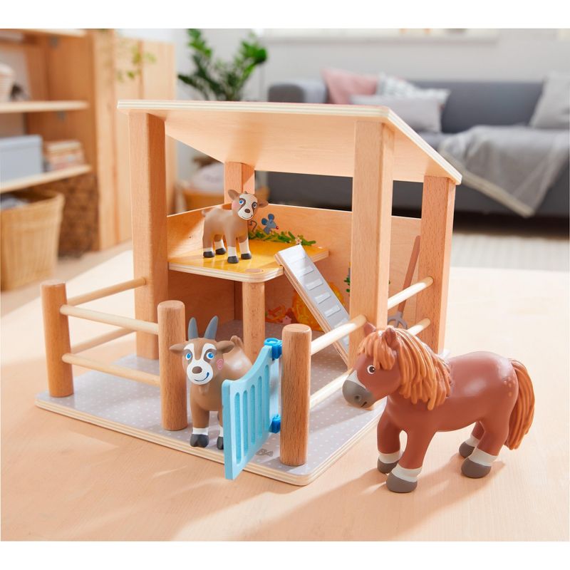 HABA Little Friends Petting Zoo with 3 Exclusive Farm Animal Figures