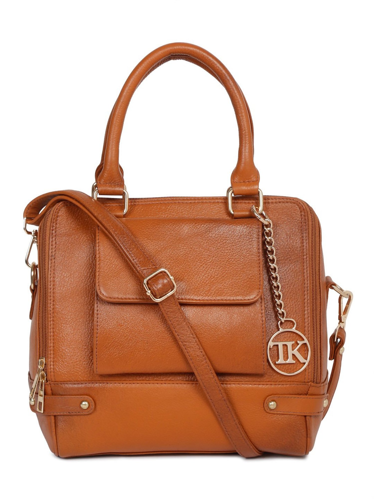 Teakwood Leathers Tan Solid Satchel Handbag