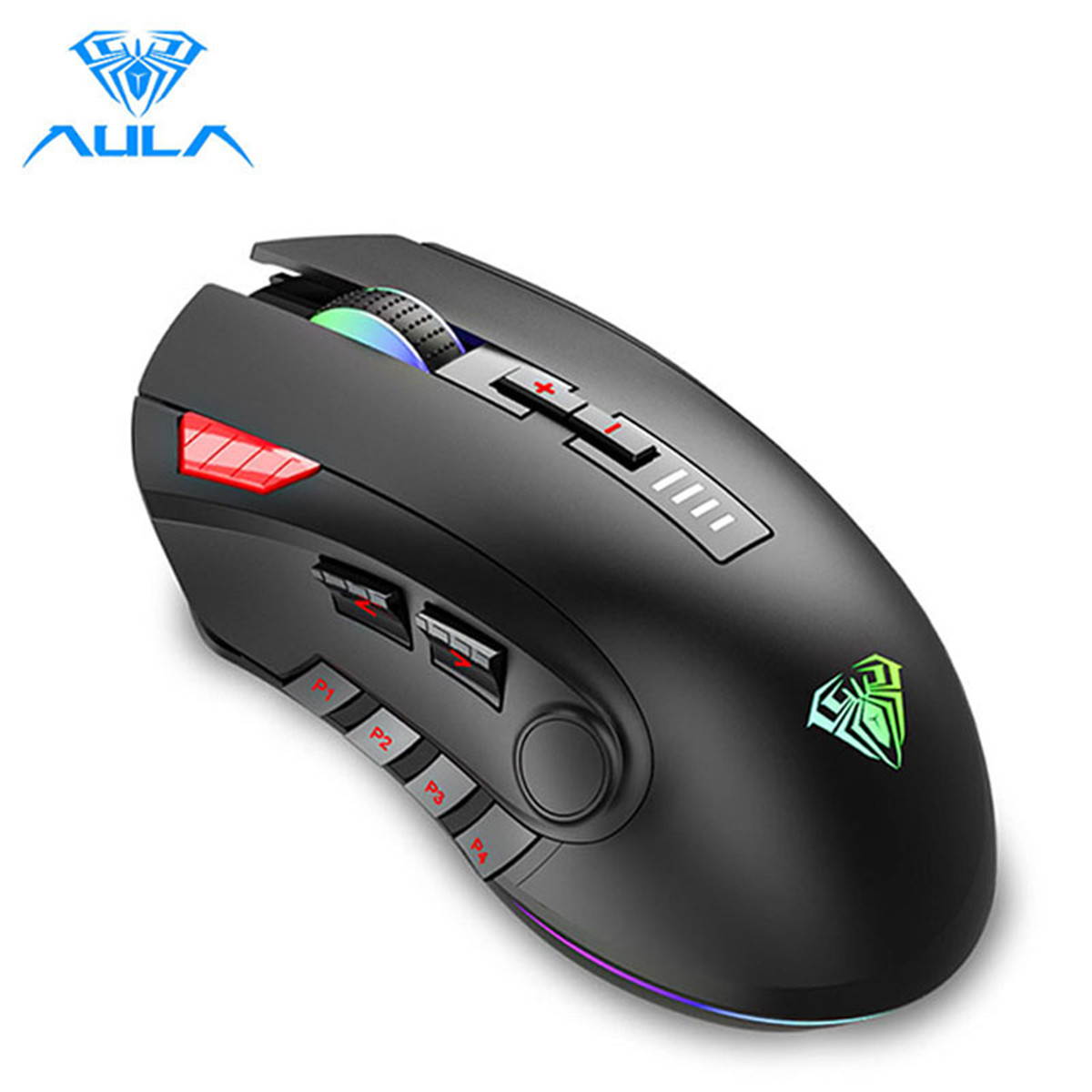 Gaming Mouse with 7 Side Buttons Programmable, RGB Backlit, DPI & Weight Adjustable, High Performance Ergonomic Optical Desktop Laptop Computer Mice, USB Wired Plug Play (Black)