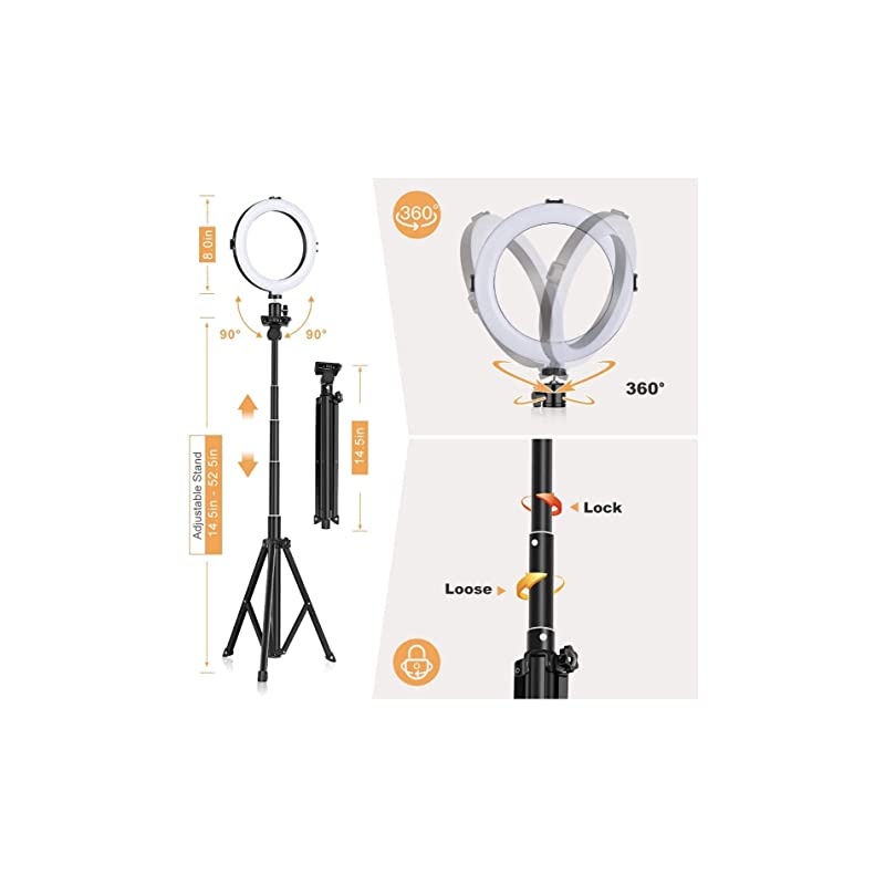 Ring Light with Tripod Stand Dimmable Selfie Ring Light LED Camera Ringlight with Tripod and Phone Holder for Live StreamMakeupYouTube Video Compatible for iPhone Android RemoteUpgraded