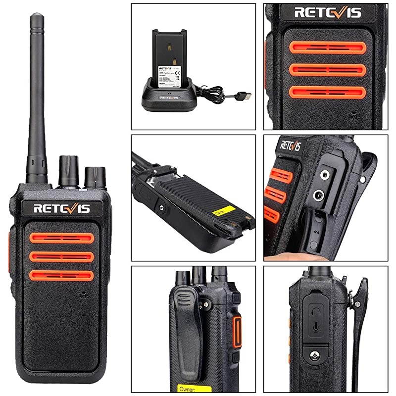 RT76 2 Way Radio GMRS Long Range 30 Channels High Power Clear Sound Outdoor Rugged Walkie Talkies with Speaker MicBlack2 Pack