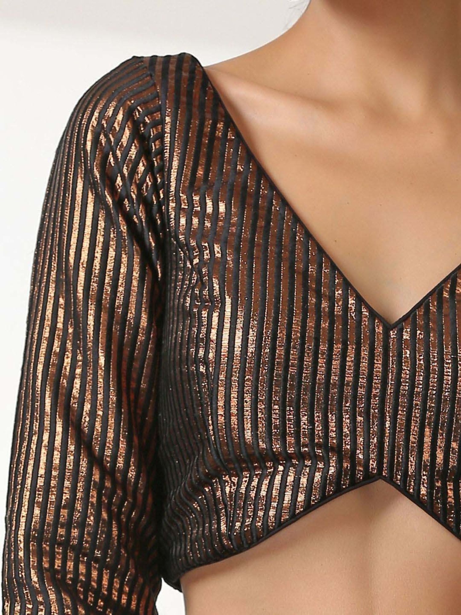 Swtantra Black Striped Readymade Blouse