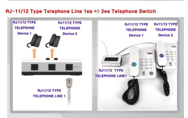 2PORT RJ11 RJ12 Manual Sharing Telephone Switch BOX Phone selector