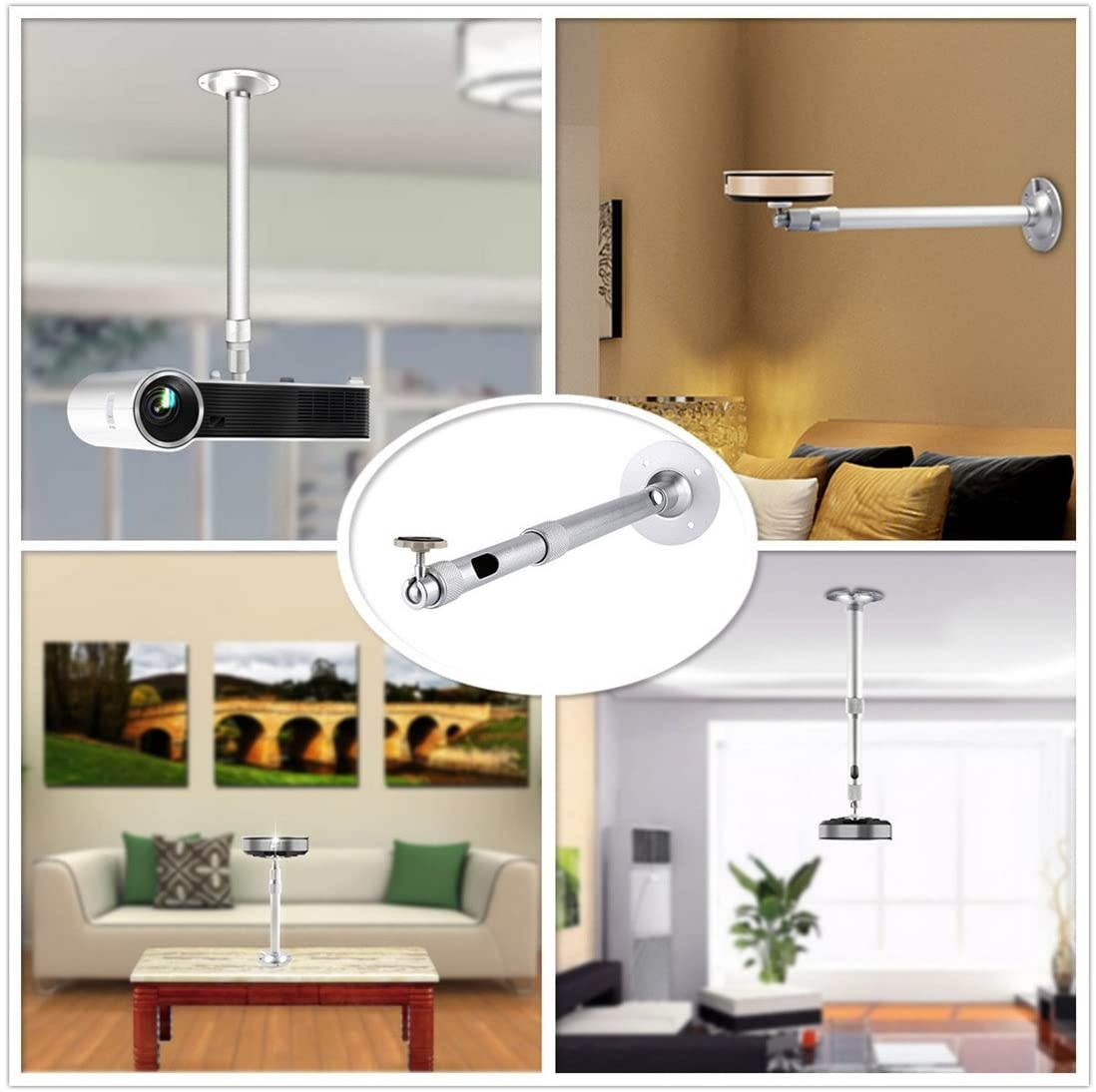 V LED Warehouse Universal Extendable Video Projector Ceiling/Wall Mount Bracket with Adjustable Height
