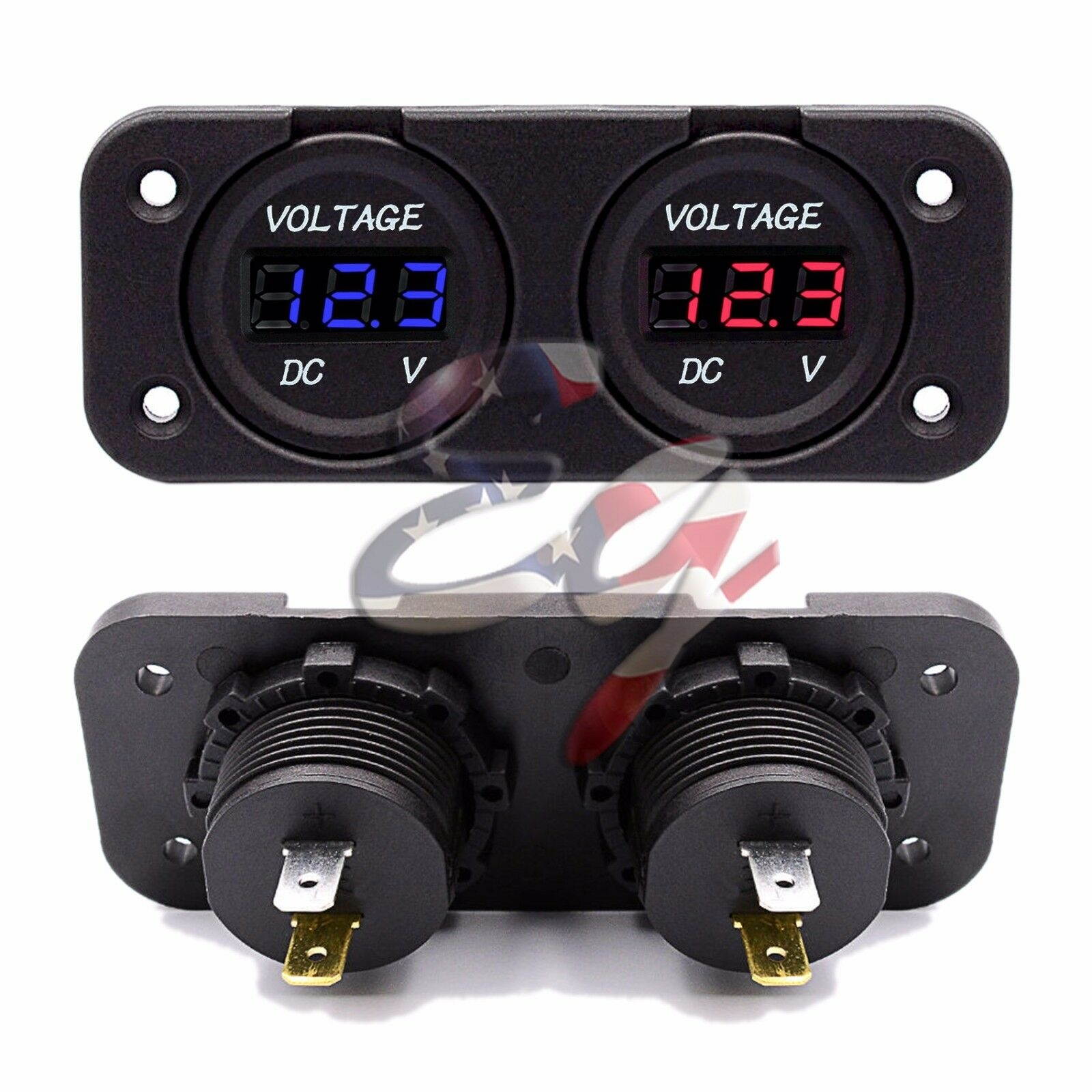 12V-24V Waterproof Car Boat Truck Motorcycle Dual LED Voltmeter Voltage Meter