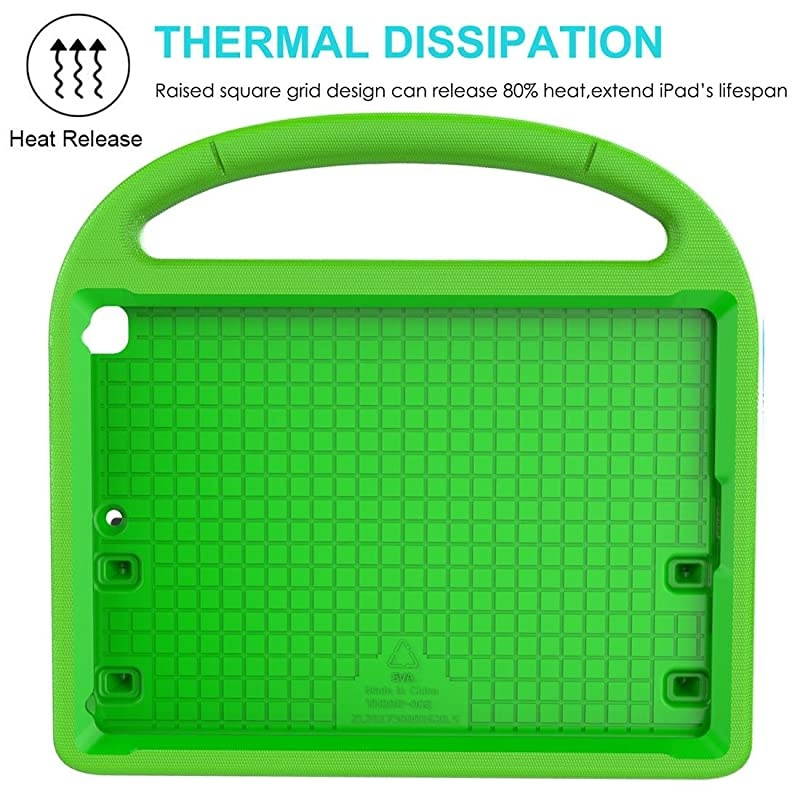 iPad 9.7 2018 2017 / Air 1/2 / Pro 9.7 Case for Kids -  Durable Shockproof Protective Handle Bumper Stand Cover with Screen Protector for iPad 9.7 inch 5th/6th Generation, Green
