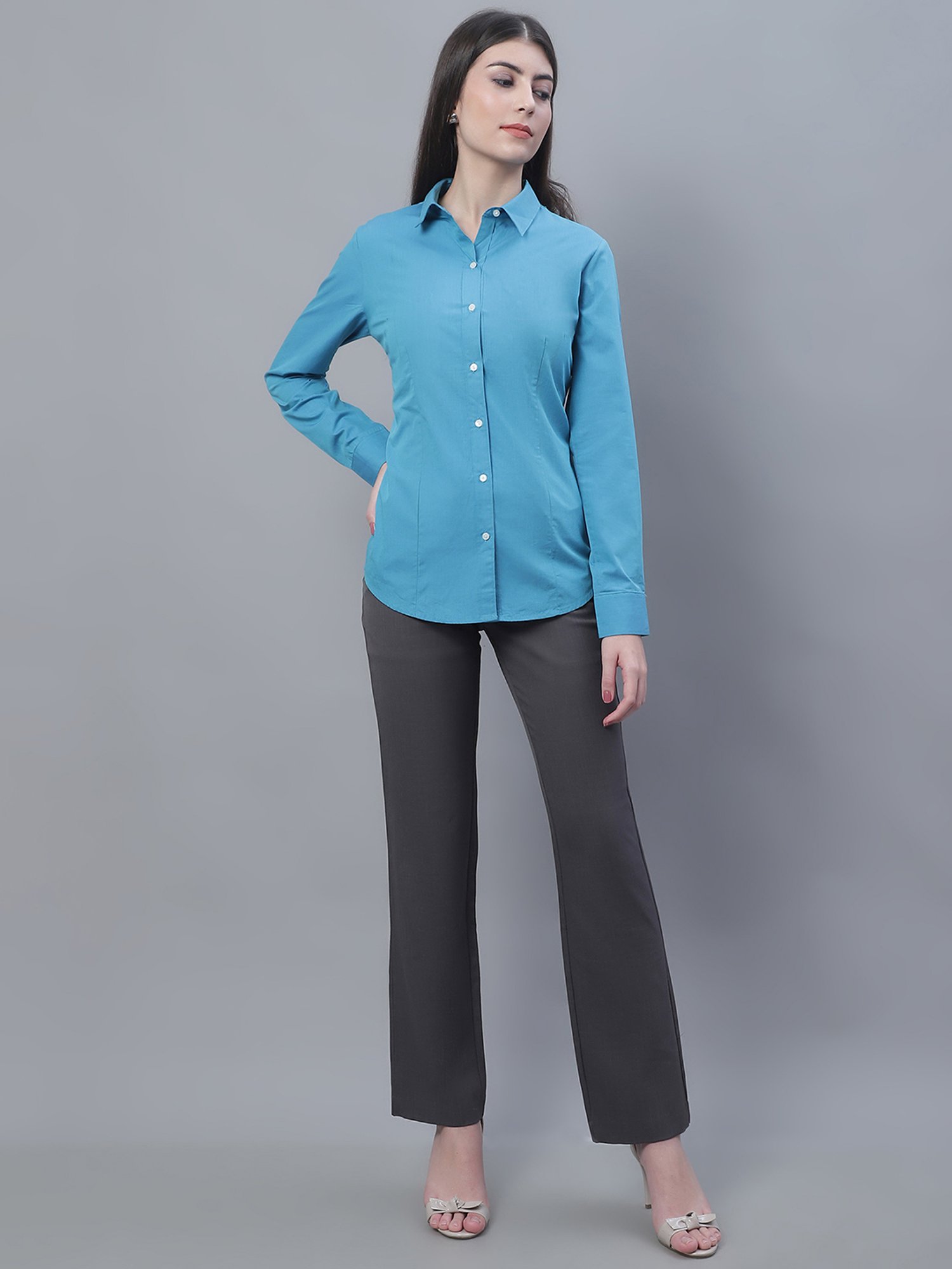 Crozo By Cantabil Dark Blue Formal Shirt