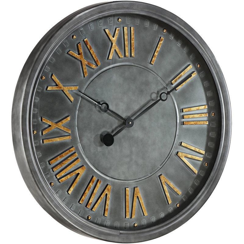 River Parks Studio Consus 31 1/2" Wide Gray Roman Numeral Metal Wall Clock