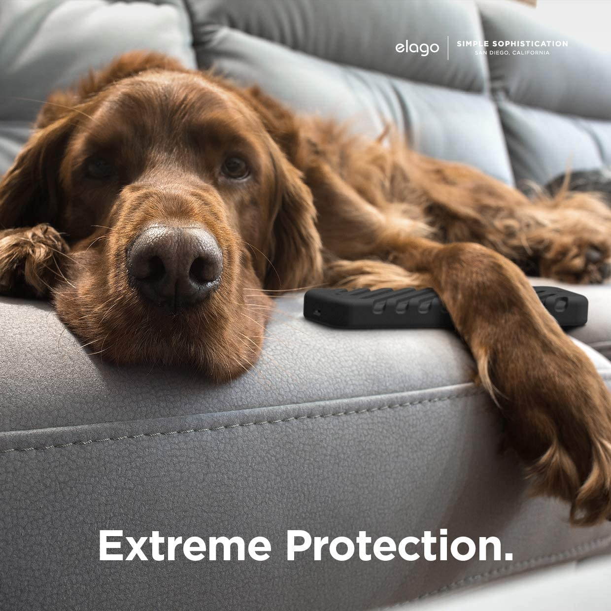 elago R3 Protective Case Compatible with Apple TV Siri Remote 1st Generation (Black) - Extra Protection, Durable Silicone, Lanyard Included, Full Access