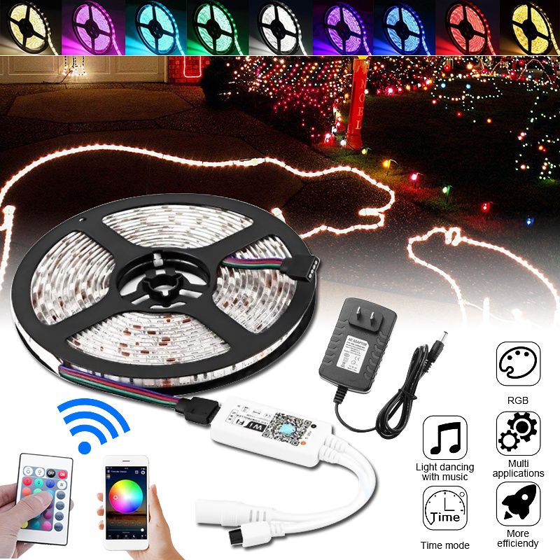 DC12V 5M SMD2835 24W Waterproof Alexa Smart Home WIFI Controller APP Control RGB LED Strip Light