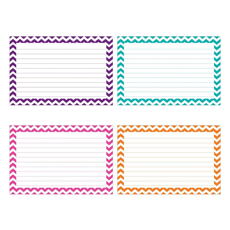 6pk 75 per pack 4" x 6" Lined Border Index Cards Chevron Assorted Colors - Top Notch Teacher Products