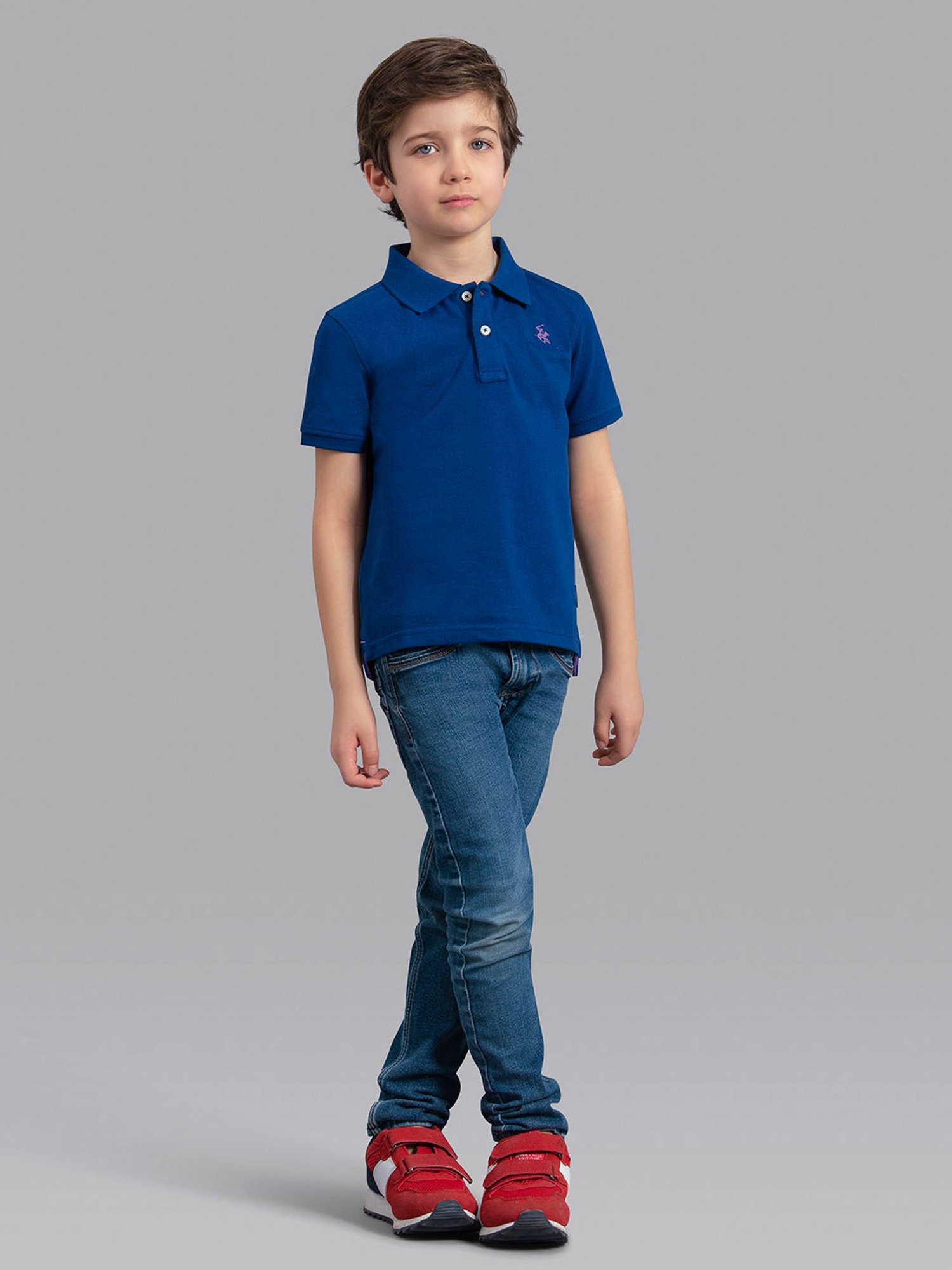 Beverly Hills Polo Club Kids Blue Solid Polo T-Shirt