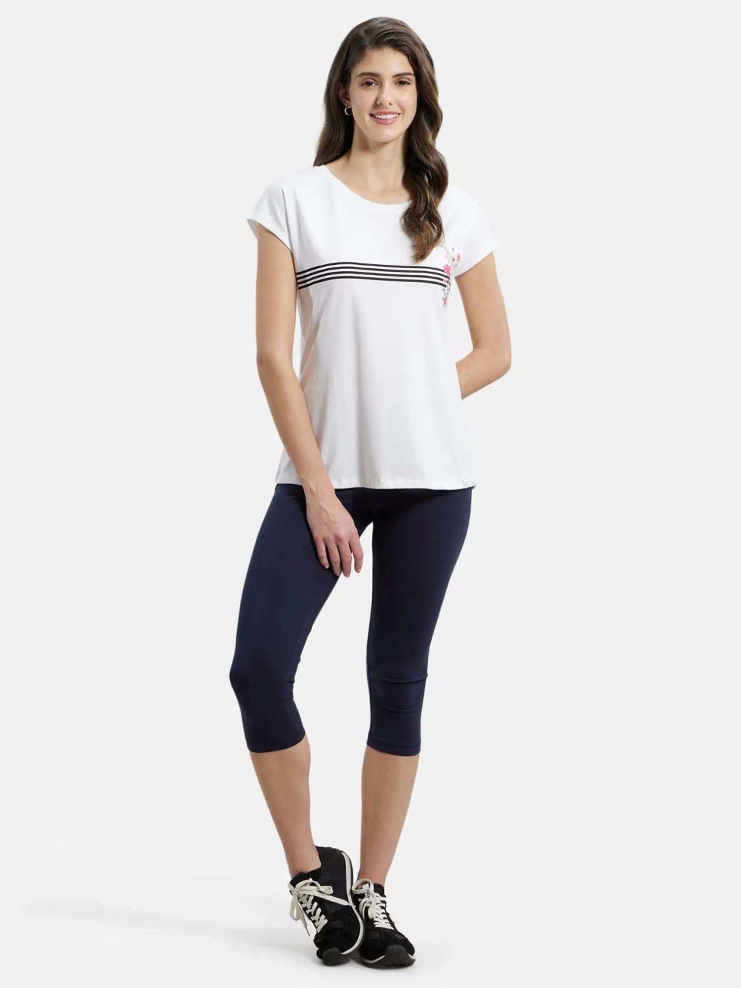 Jockey AW54 Women's Super Combed Cotton Relaxed Fit Printed Half Sleeve T-Shirt (Prints May Vary)