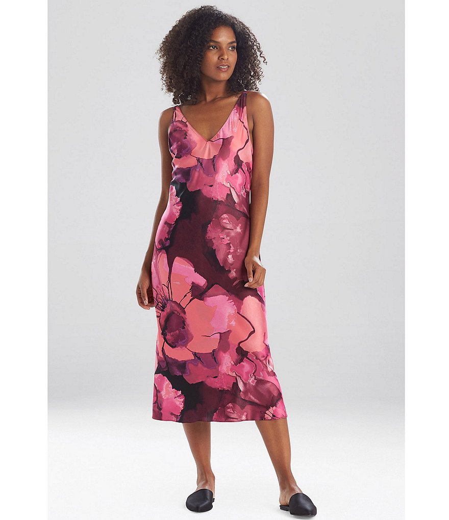 Miss Elaine Petite Silky Knit Square Neck Short Sleeve Checked Print Short Nightgown