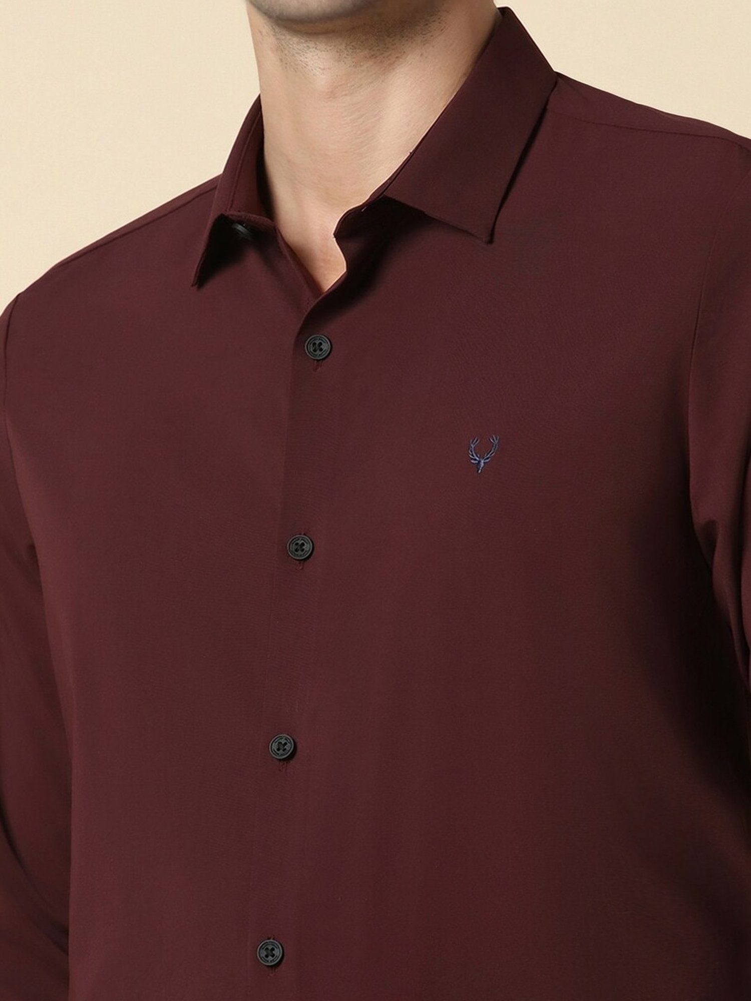 Allen Solly Maroon Slim Fit Shirt