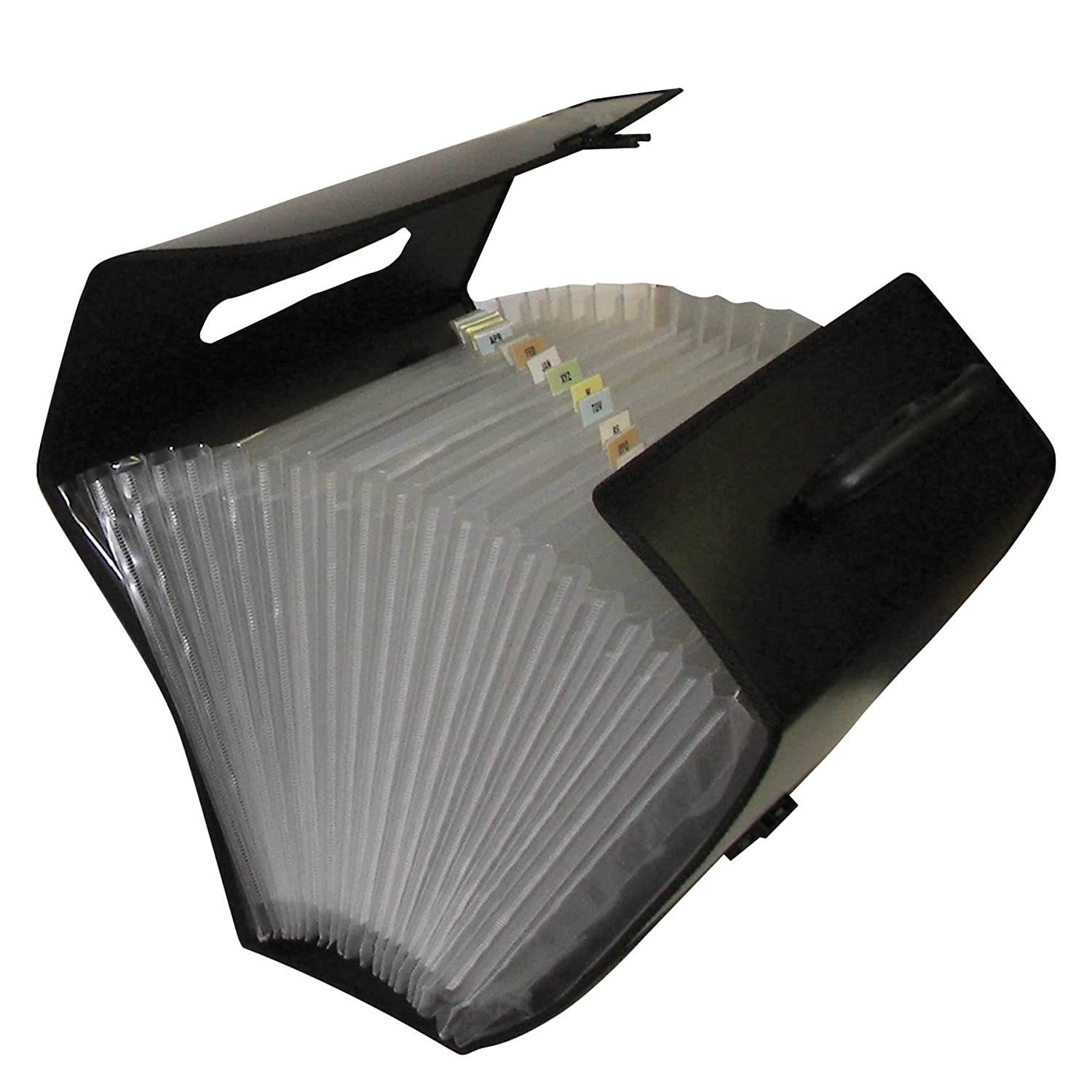 C-Line 21-Pocket Poly Expanding File with Handle, Includes Tabs, Locking Closure, Legal Size, Black (58320)