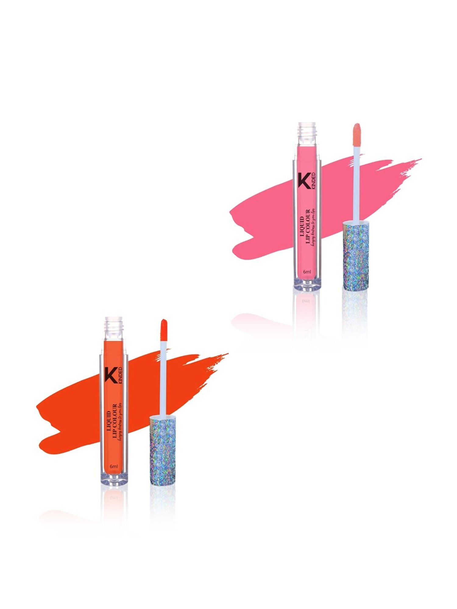 KINDED Liquid Lip Colour 01 Barbie Pink & 08 Sangria Orange Combo