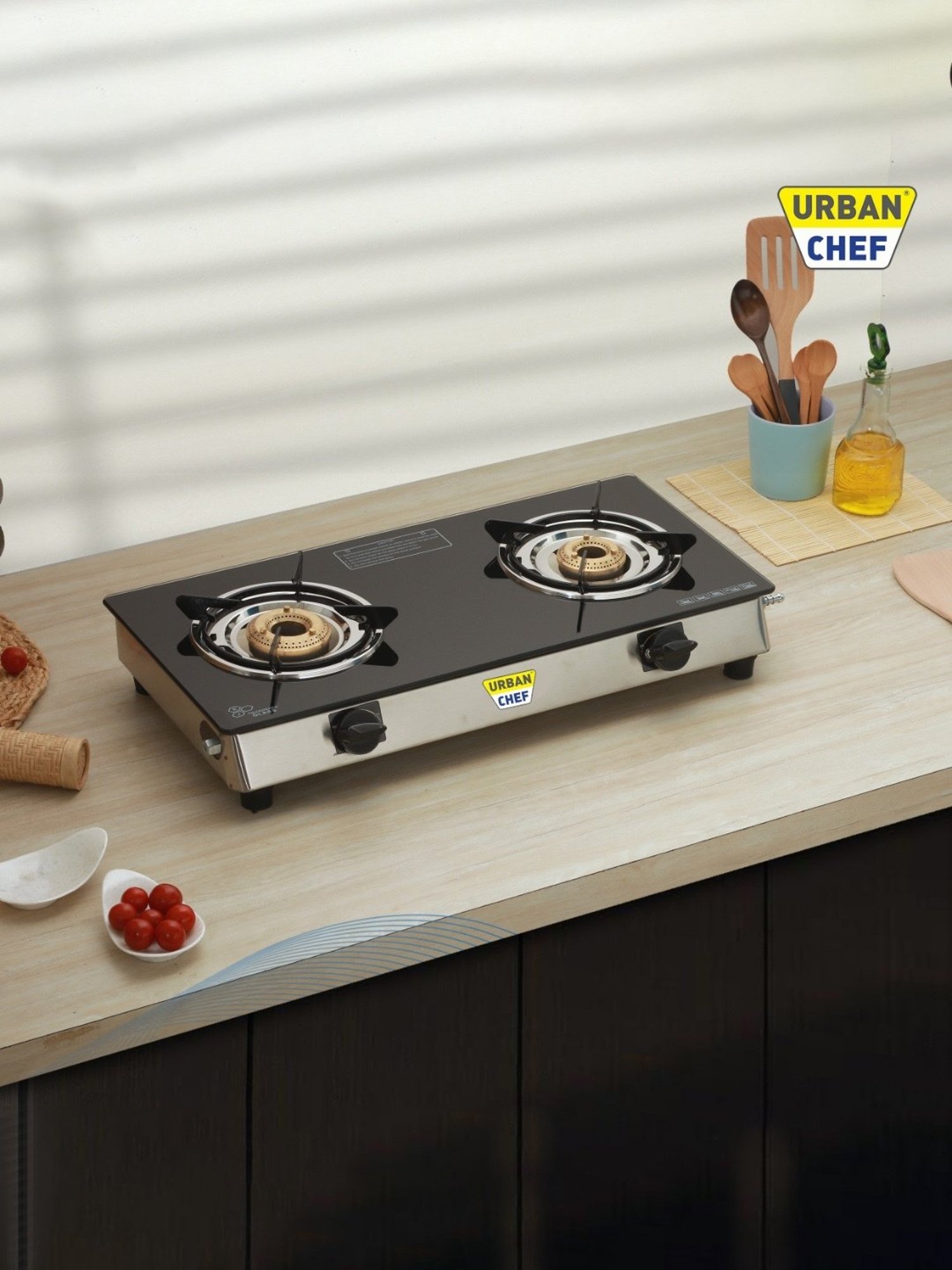 Urban Chef Gas Stove with 2 Burners ( Black )