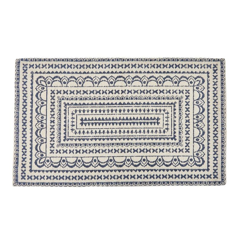 2'x3' Rectangle Hand Made Woven Cotton Area Rug Blue - Split-P