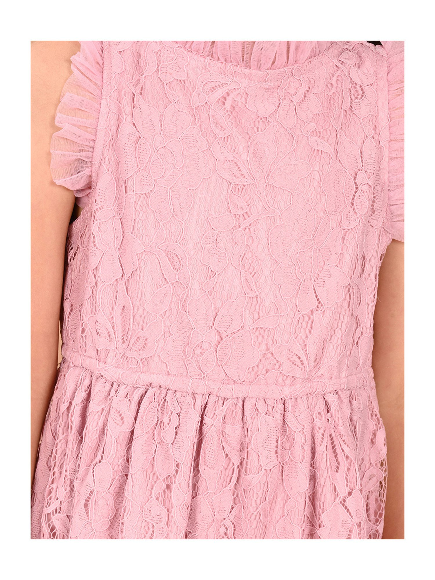 LilPicks Kids Pink Embroidery Dress