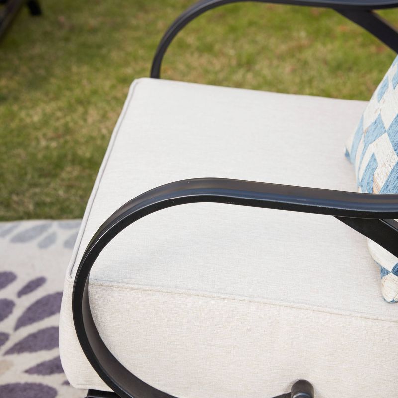 4pc Steel Patio Seating Set with Fire Pit Cream - Lokatse