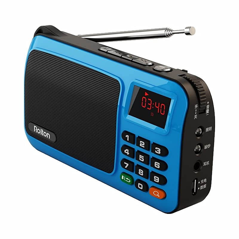 W405 Portable Mini FM Radio Speaker Music Player TF Card for PC iPod Phone with LED Display Blue