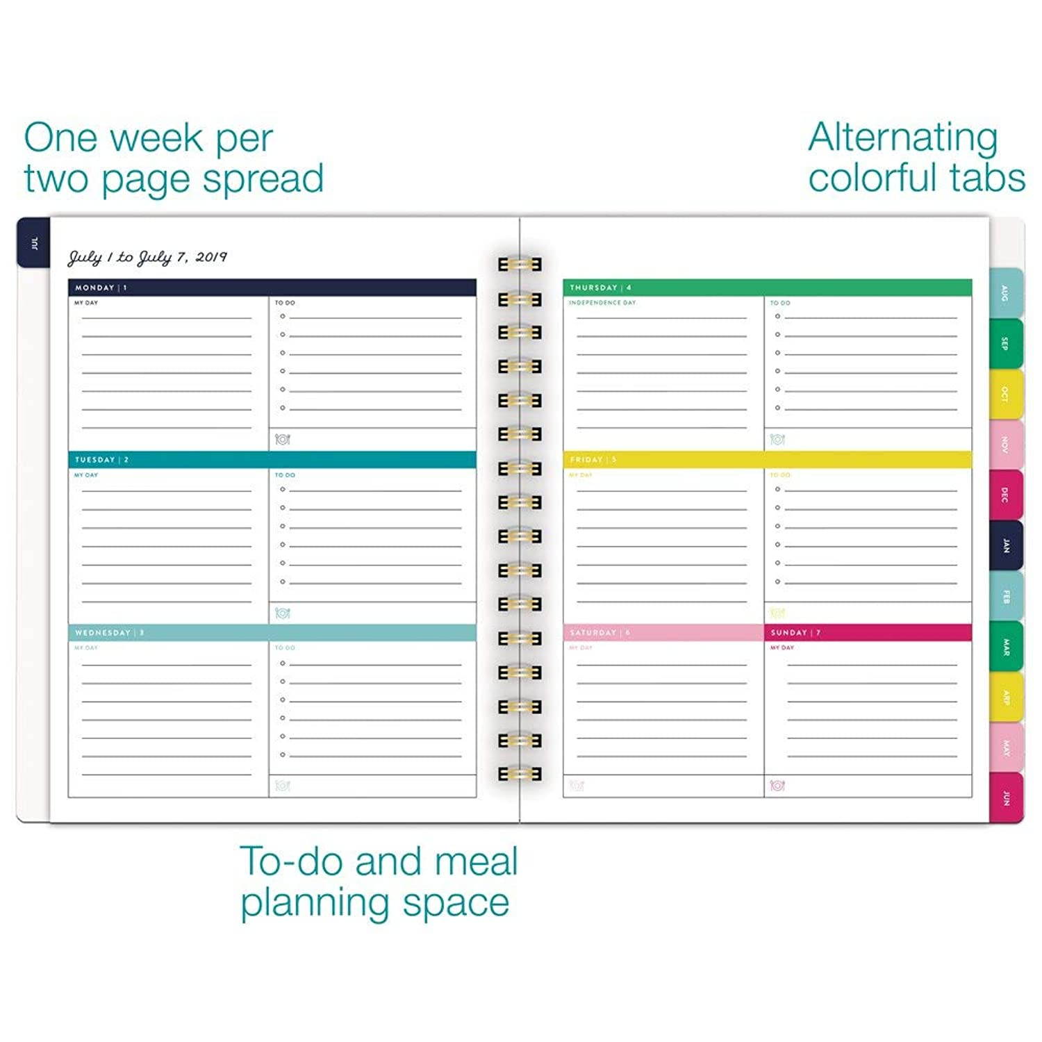 Simplified 2019-2020 Academic Year Weekly & Monthly Planner, Medium, 7" x 9", Pink Stripe (EL201-805A)