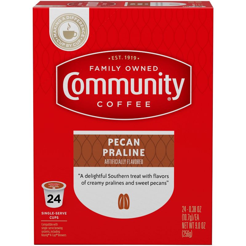 Community Coffee Pecan Praline Medium Roast Coffee - Single Serve Pods - 24ct