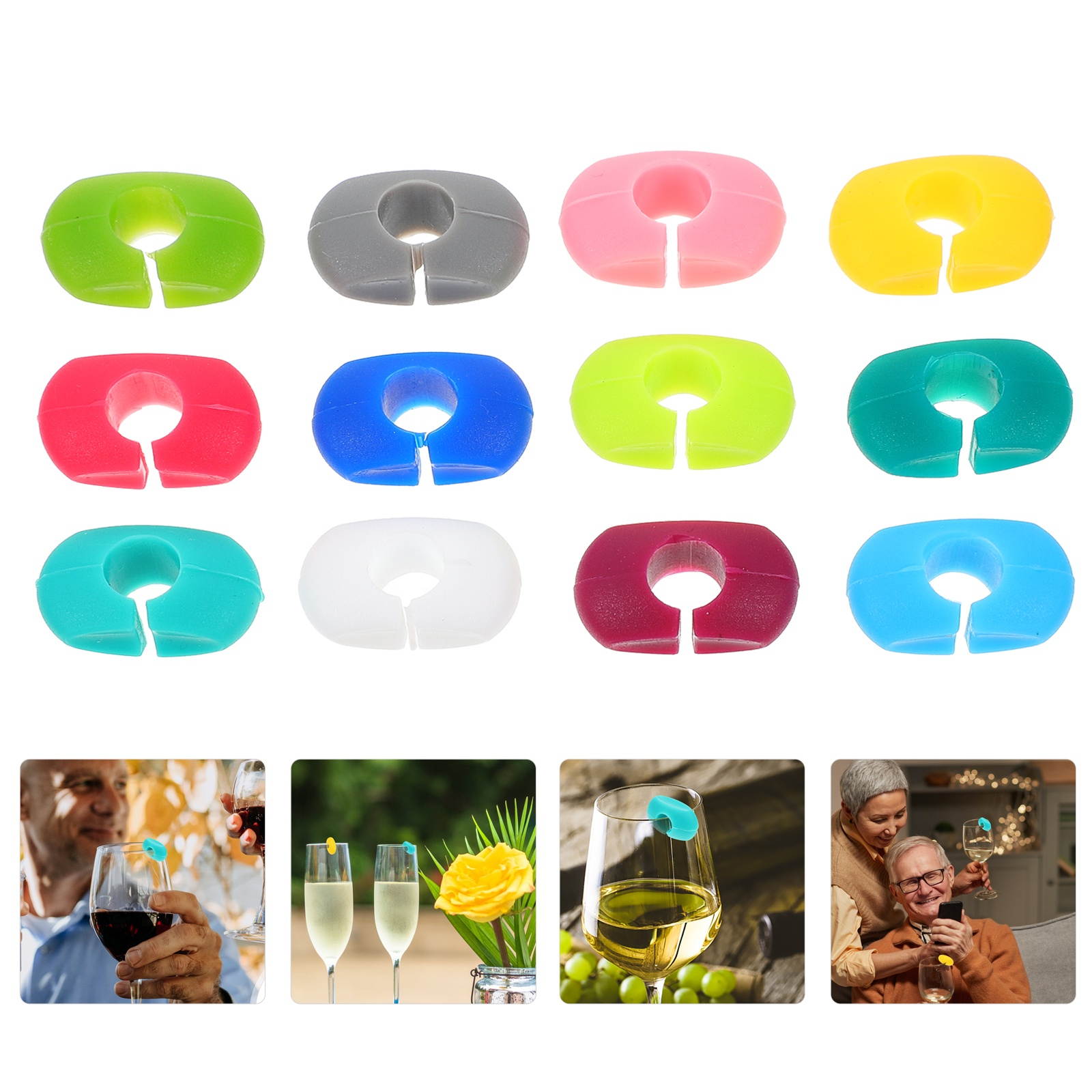 1 Set of Silicone Useful Nonslip Creative Red Wine Glass Markers Wine Glass Clips Wine Charms Durable Reusable Convenient Cup Clips Tag Clips Glass Clips Label Clips for Dinner Home KTV Buffet Party