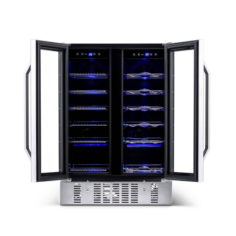 NewAir 18 Bottle and 58 Can Dual Zone Beverage and Wine Cooler - Stainless Steel AWB-360DB