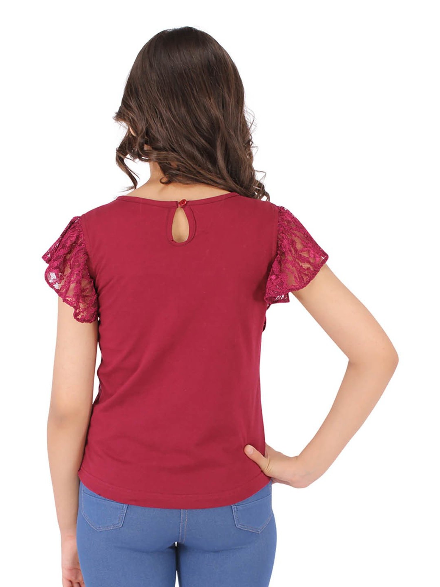 Cutecumber Kids Maroon Self Design Top