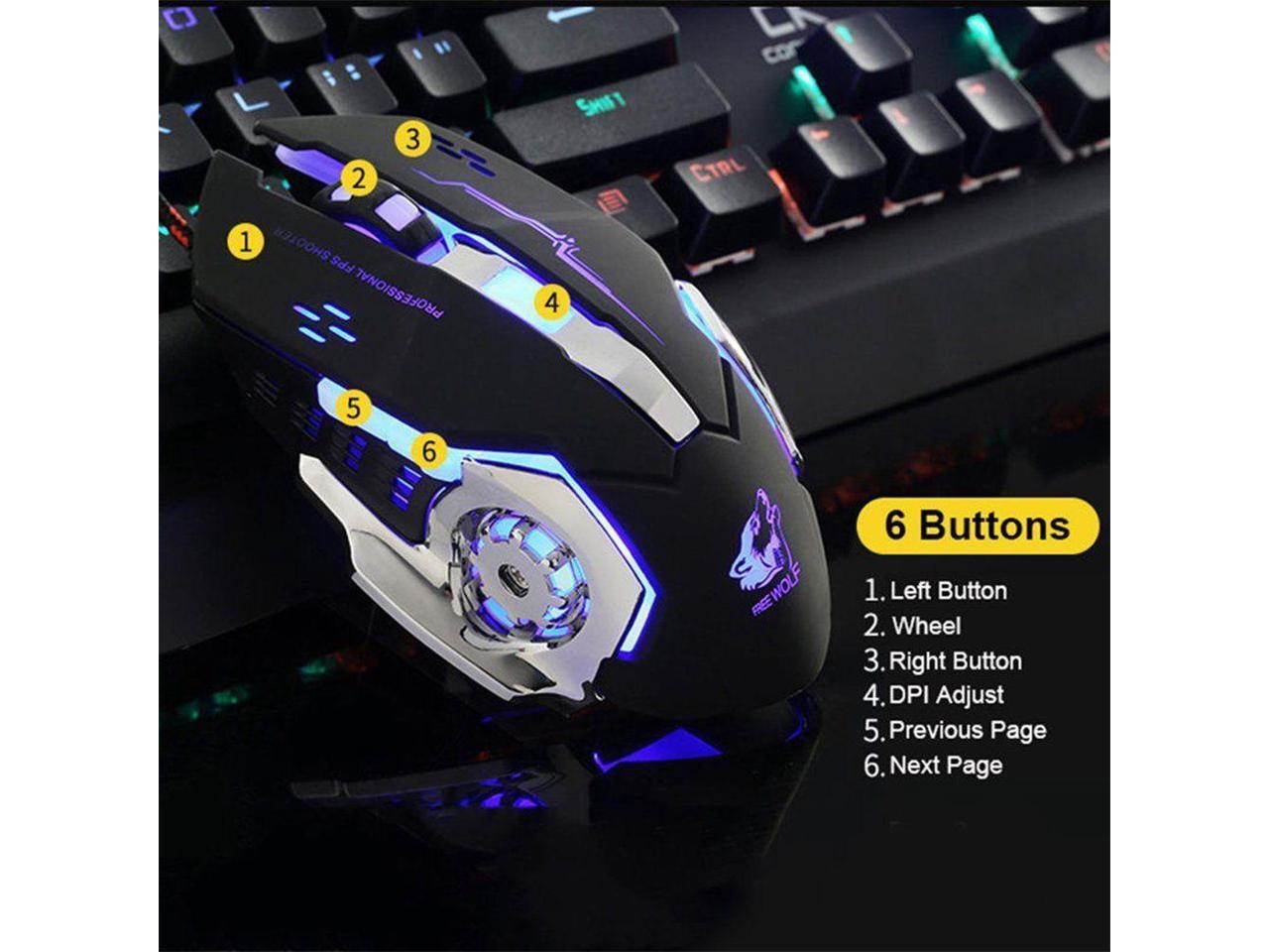 Wired V5 Silent USB Ergonomic 4000DPI Optical Gaming Mouse For PC Computer Black
