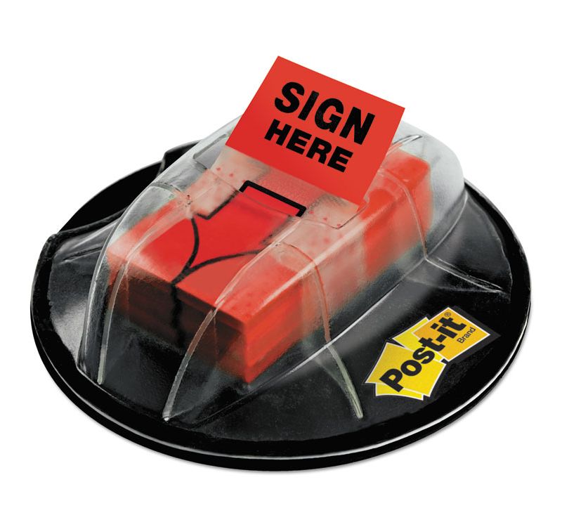 Post-it High Volume Flag Dispenser "Sign Here" Red 200 Flags/Dispenser 680HVSHR