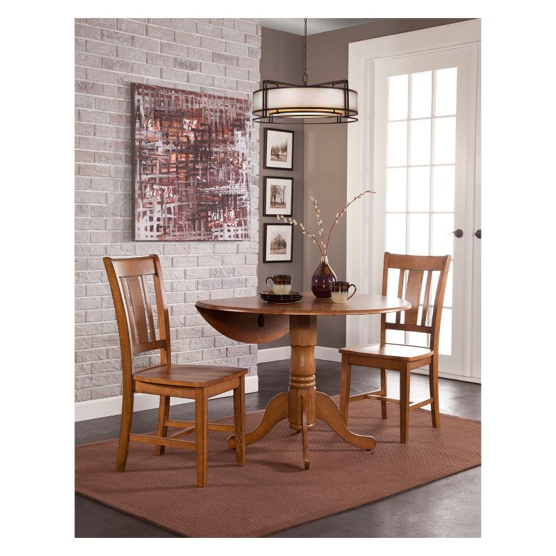 Set of 3 42" Dual  Table with 2 San Remo Chairs Dining Sets Pecan - International Concepts