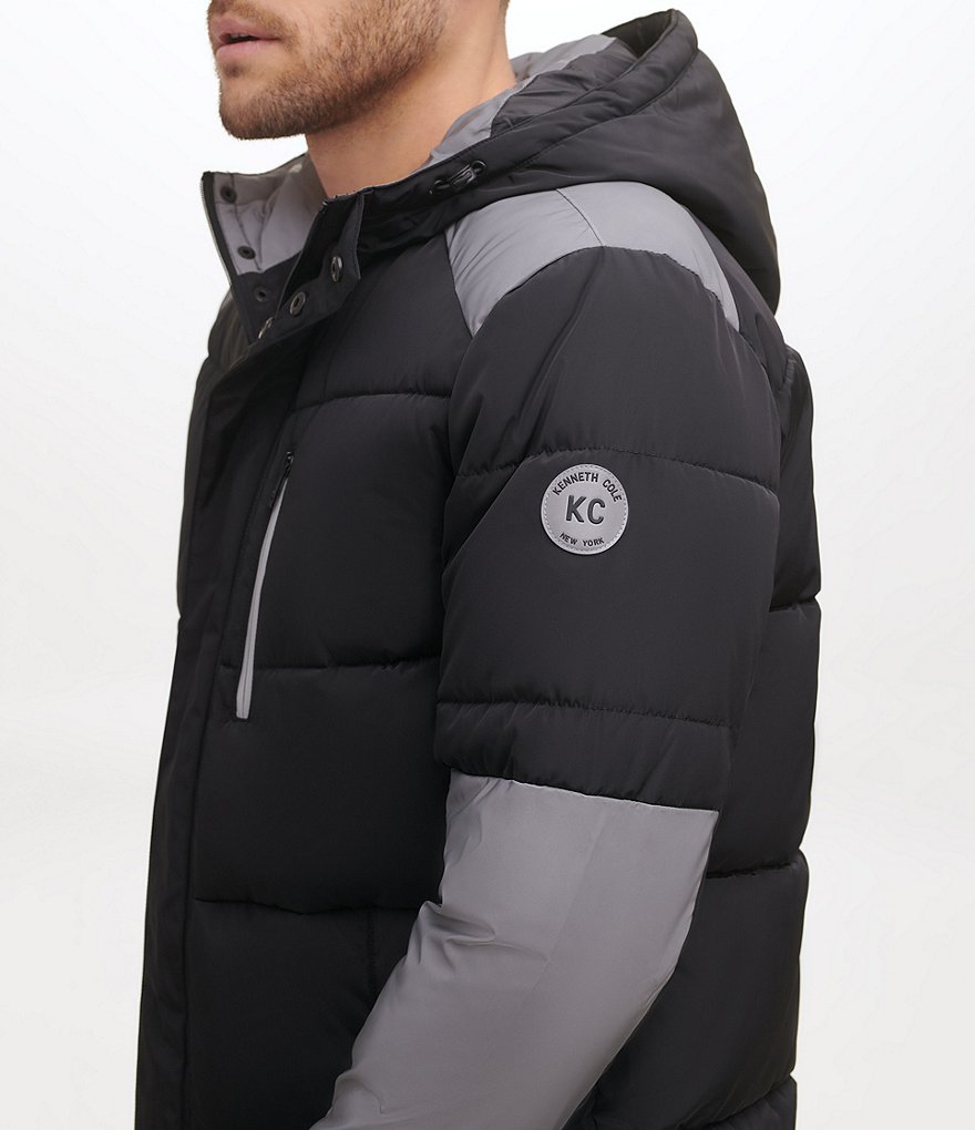 Kenneth Cole New York Long-Sleeve Mixed-Media Hooded Puffer Jacket