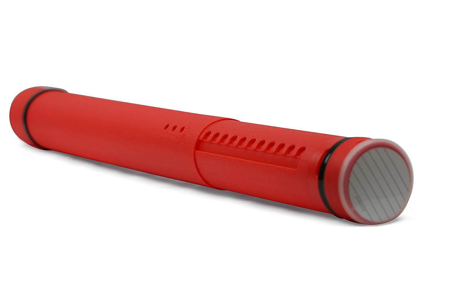 Nozlen Document Poster Tube - Red Plastic Storage Tube Expands from 24.5" up to 40" with Clear ID Card Cap - Water and Light Resistant - Telescoping For Posters, Artwork and Drawings Model DT3203
