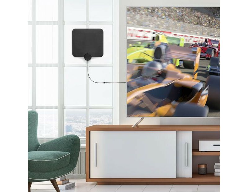 Aluratek Indoor HD Digital TV Antenna with Amplifier Signal Booster - Upto 50 Mile - Indoor, Television, Signal Booster, TV TunerWall/Window