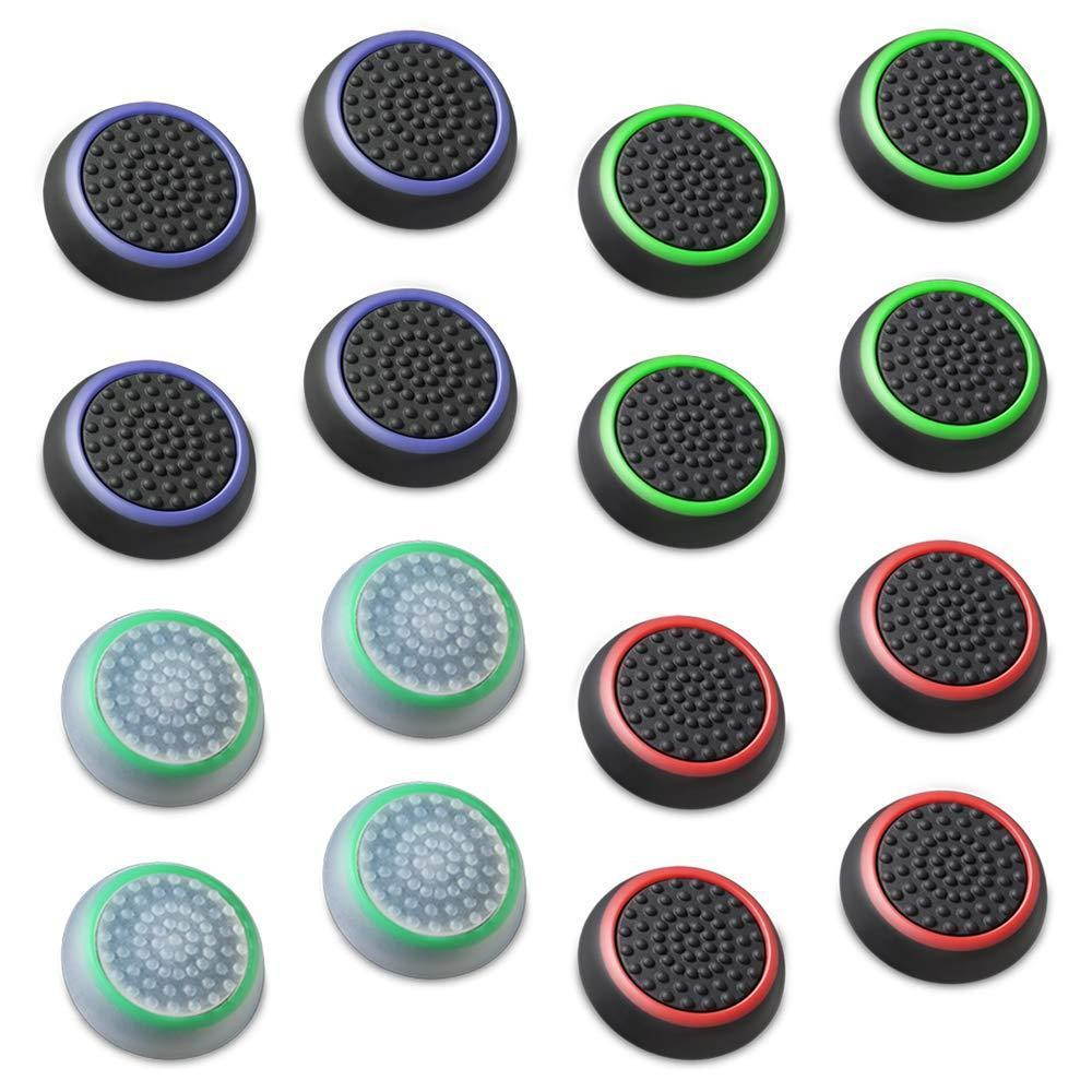 fosmon [set of 16] analog stick joystick controller performance thumb grips for ps4 | ps3 | xbox one | xbox 360 | wii u - assor
